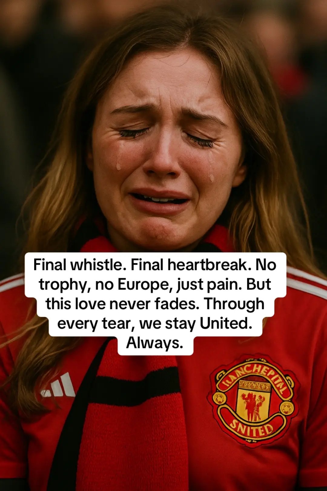 The pain is real. Another final, another heartbreak. We believed, we hoped, we stood behind our team with everything we had—but once again, we’re left with tears instead of trophies. A scrappy goal before half-time, missed chances, and it all slipped away. Four times this season we faced Spurs, and four times we were humbled. No European football next season… it’s a tough pill to swallow. But through it all, the badge on our chest means everything. This isn’t just about football—this is about identity, loyalty, and love that doesn’t fade with a final whistle. We cry today, but we’ll never stop believing. Forever United.” #ManUnited #EuropaLeagueFinal #Heartbreak #GGMU #FootballEmotions #RedDevils #UnitedTillIDie #MatchDayFeels